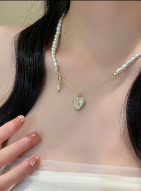 巴洛克珍珠项链轻奢小众小香风颈链高级感爱心气质锁骨链女配饰