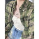 American retro green plaid shirt jacket for women in summer