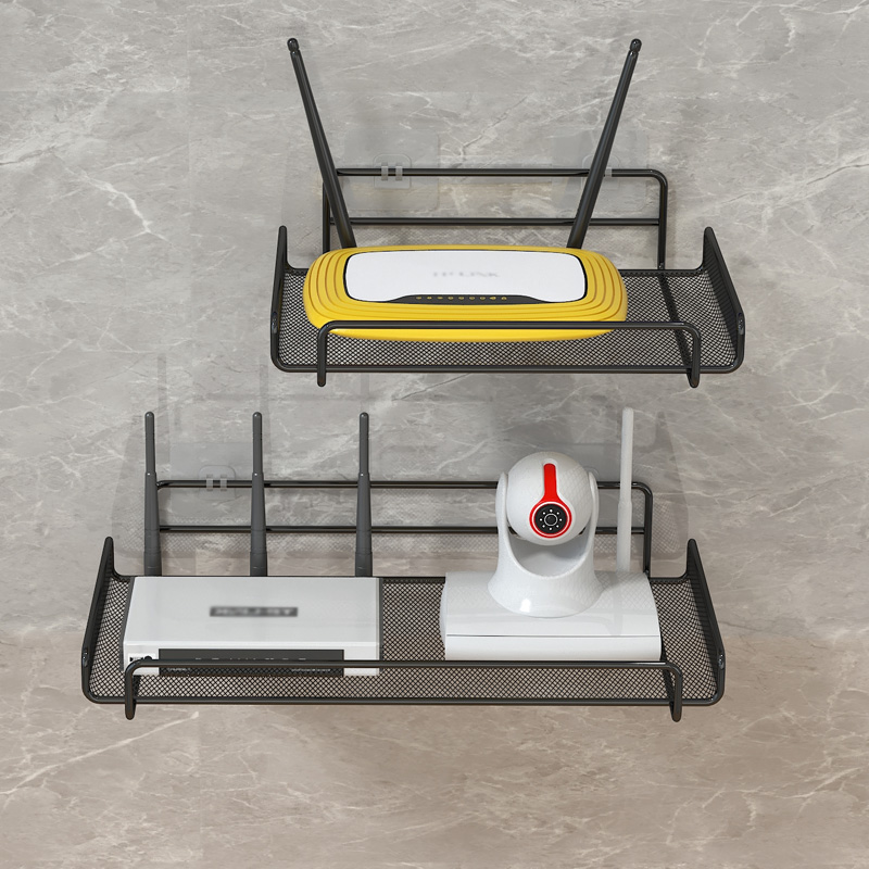 路由器置物架支架电视机上机顶盒监控壁挂墙上免打孔放置架客厅 - 图0