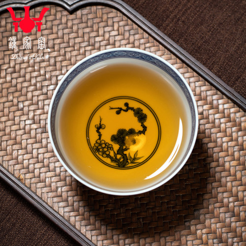 钟家窑青花柴窑主人杯景德镇茶具功夫茶品茗杯单杯手绘竹林七贤杯 - 图2