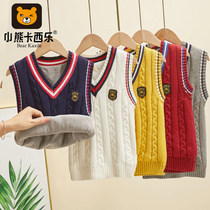 Child cotton waistcoat baby wool clothing spring fall girl sleeveless vest large boy waistcoat small kan shoulder college wind
