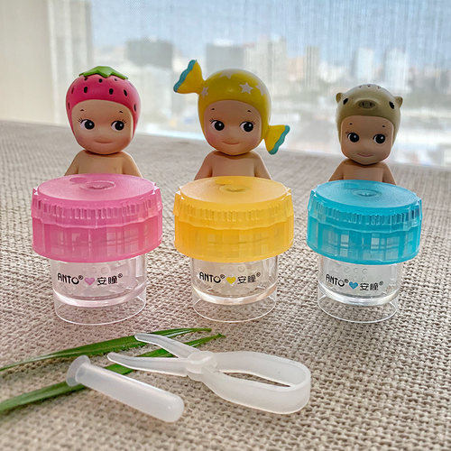 安瞳取戴器美瞳女半自动清洗器隐形眼镜盒可爱护理液收纳伴侣盒jd - 图1