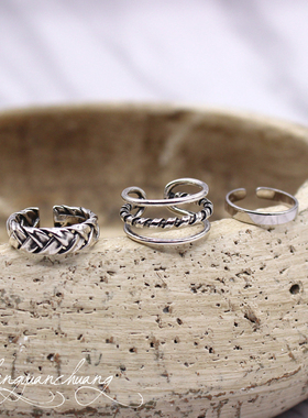 麻花多层光面日韩风INS开口戒指