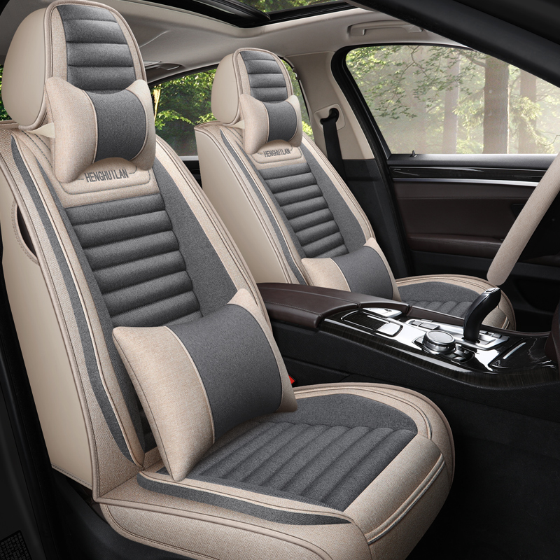 2019款上汽大众全新朗逸plus1.5L 1.4T全麻汽车坐垫四季专用座套 - 图0