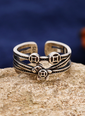 马上有钱泰银复古戒指男女指环