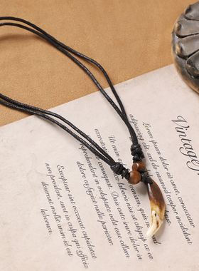 天然牙齿吊坠藏式民族风项链