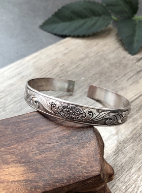 纹银民国怀旧个性百搭配饰品手镯