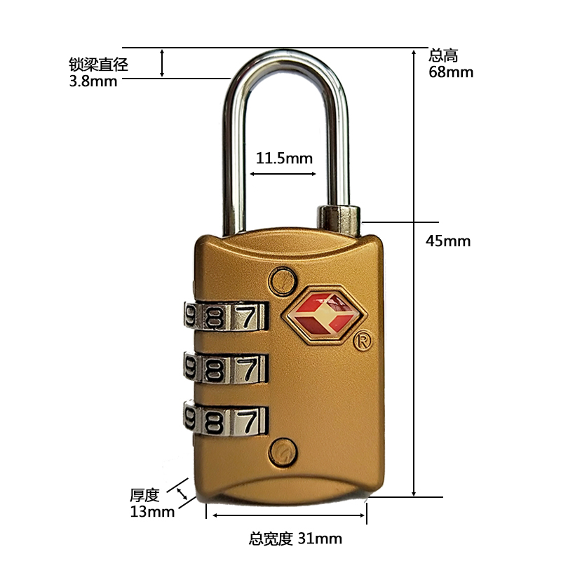 出国海关锁tsa金属密码锁拉杆旅行箱防盗锁托运行李通关密码挂锁 - 图1