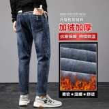 Демисезонные утепленные джинсы с начесом, удерживающие тепло зимние штаны, свободный прямой крой, коллекция 2022