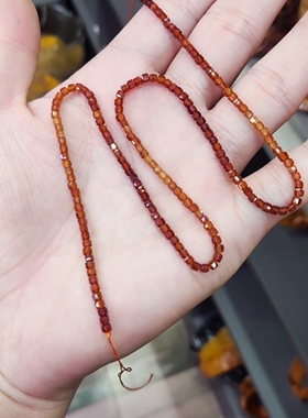 2 4MM天然水晶 渐变色橙色石榴石方糖散珠半成品手链项链配件配珠