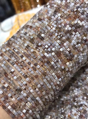 天然水晶 波斯湾玛瑙方糖 立方块钻石面散珠 硬抛切面半成品饰品