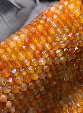 天然水晶 橙色玛瑙钻石面切面刻面散珠 切角半成品手链配珠饰品