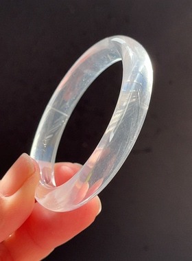 新品上架 天然奶白晶手镯女款冰种白月光手镯送女友礼物 50.8mm