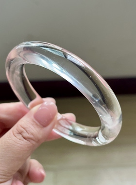 新品上架天然白水晶手镯女款正圆圈口女士59mm