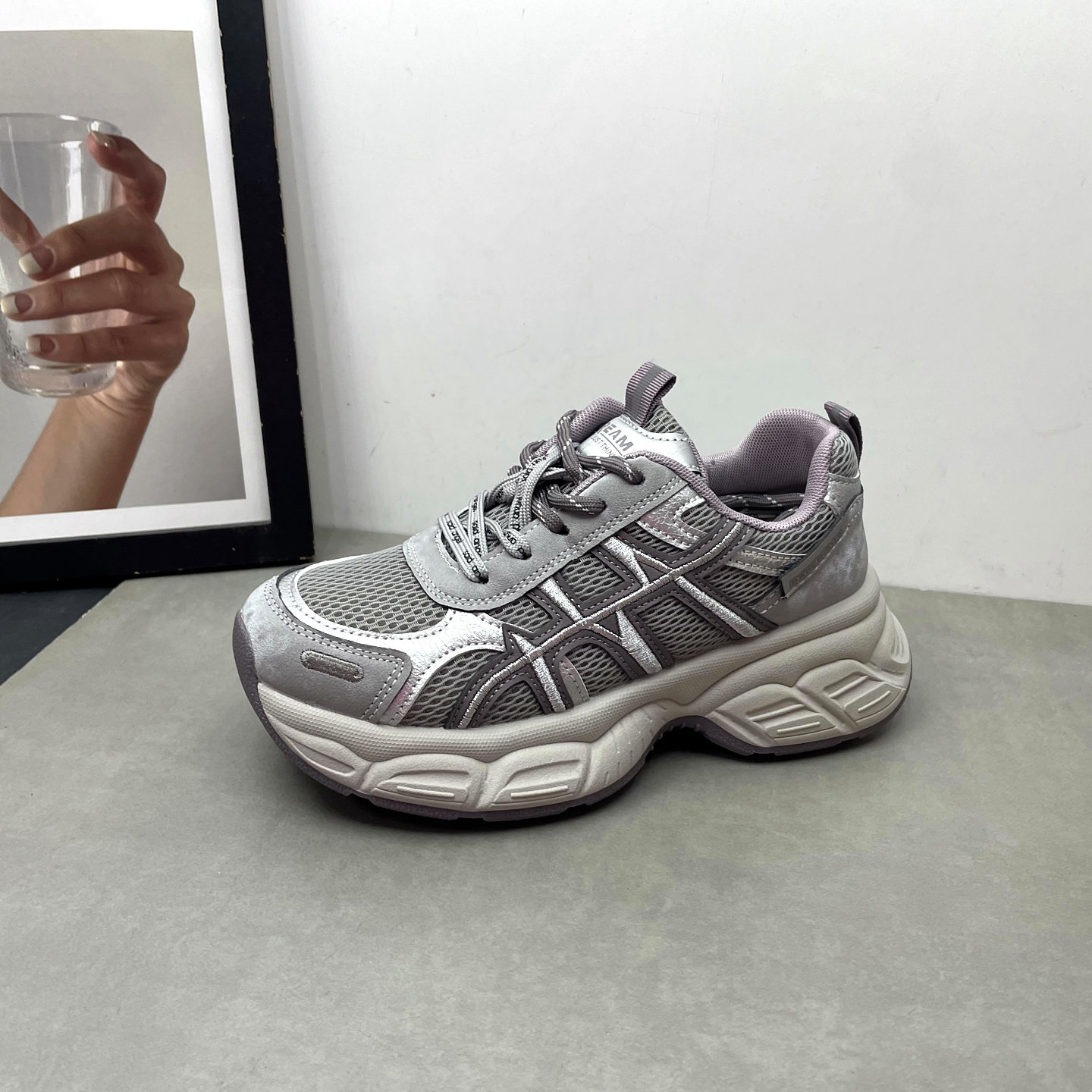 2026春季新款女鞋圆头深口系带网面透气轻便百搭老爹鞋休闲女单鞋,淘宝优惠券,粉丝福利购,淘宝优惠卷