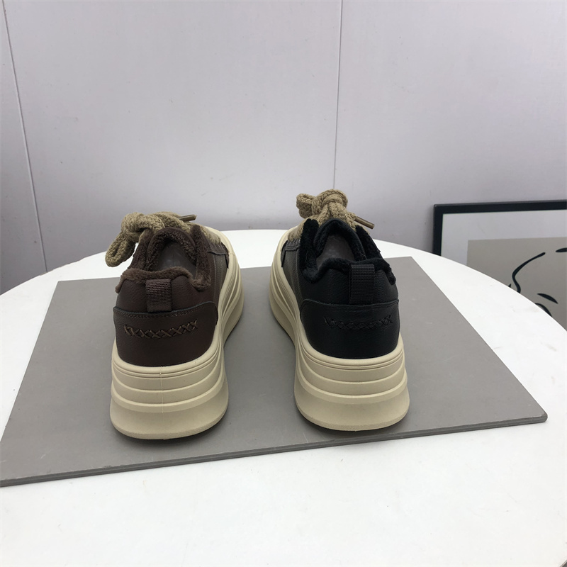 2025冬季新款女鞋圆头深口系带松糕厚底加绒保暖时尚百搭女士棉鞋 - 图2