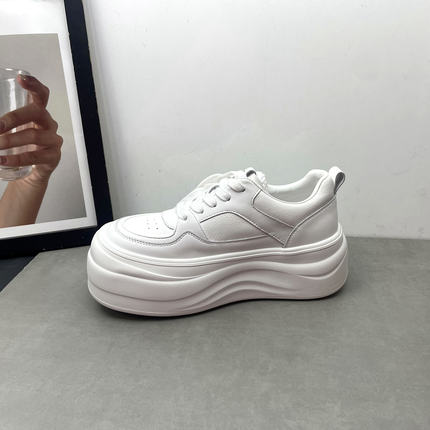 2026春季新款小白鞋圆头深口系带松糕厚底韩版学生板鞋女士单鞋,淘宝优惠券,粉丝福利购,淘宝优惠卷