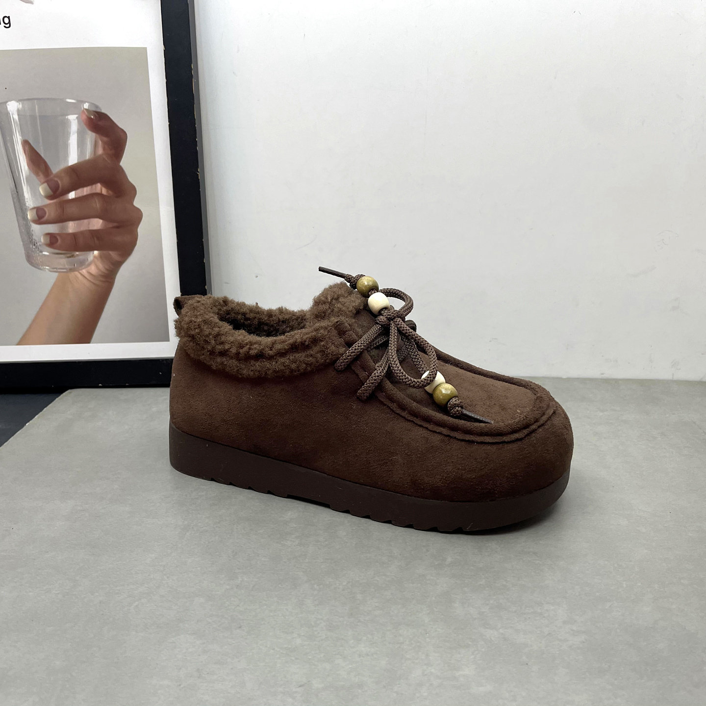 2025冬季新款女鞋圆头深口系带英伦风复古勃肯鞋加绒保暖女士棉鞋,淘宝优惠券,粉丝福利购,淘宝优惠卷