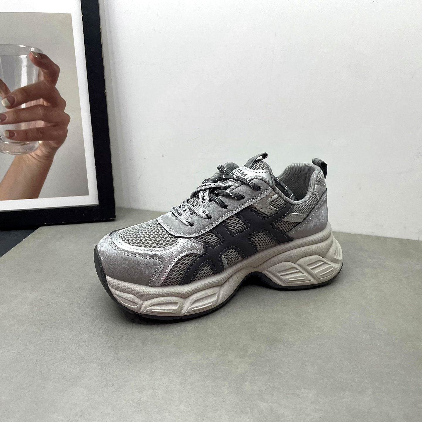 2026春季新款女鞋圆头深口系带网面透气轻便百搭老爹鞋休闲女单鞋,淘宝优惠券,粉丝福利购,淘宝优惠卷