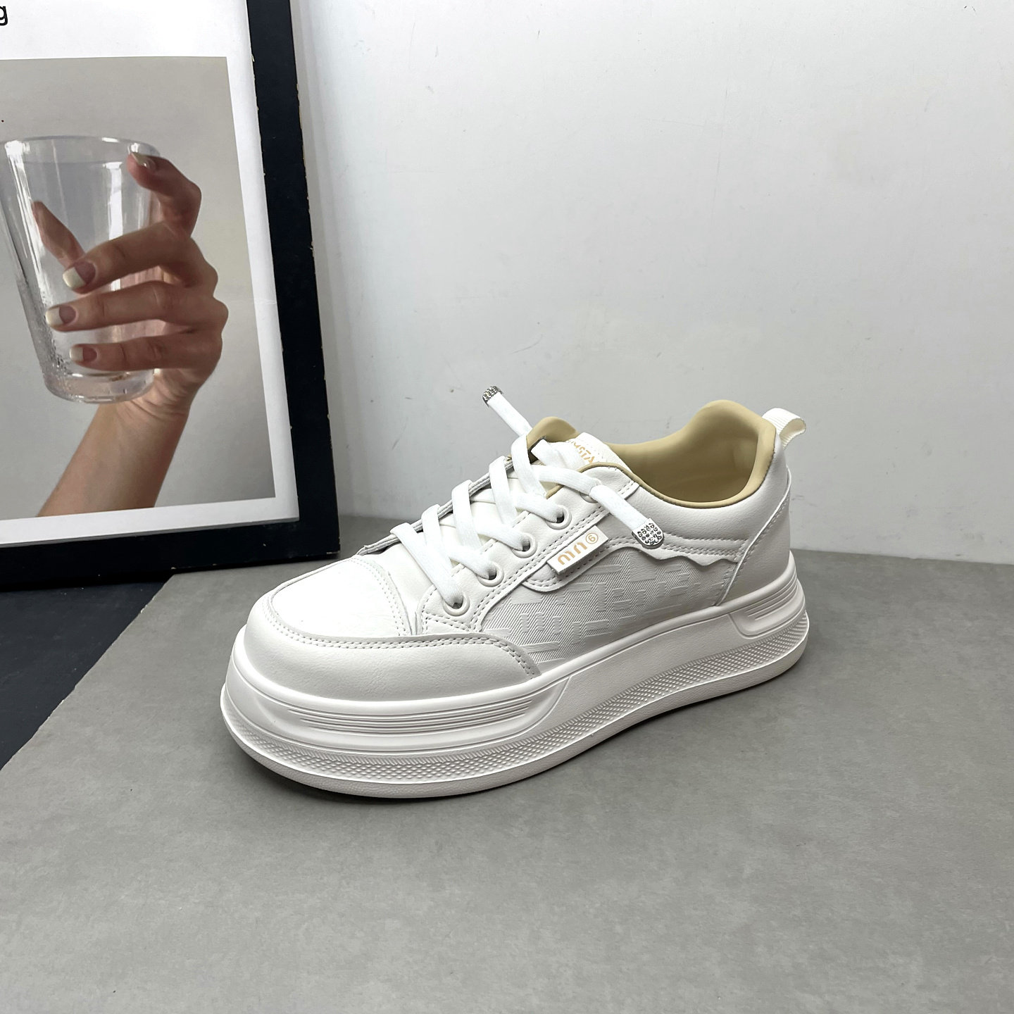 2026春季新款女鞋圆头深口系带轻便增高厚底小白鞋学生板鞋女单鞋,淘宝优惠券,粉丝福利购,淘宝优惠卷