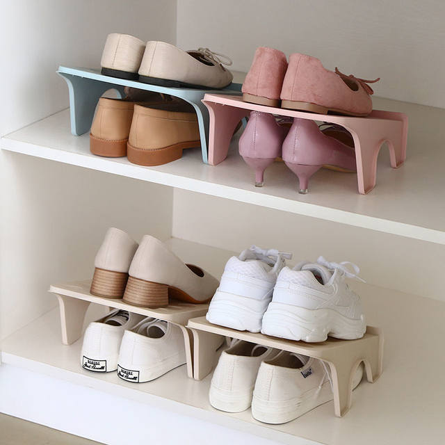 Plastic double-layer storage shoe rack double-layer shoe bracket cabinet integrated shoe bracket organize shoe slipper storage rack