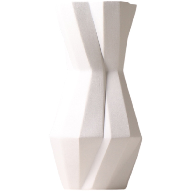 北欧创意扭纹陶瓷花瓶样板间轻奢摆件黑白简约电视柜床头插花装饰-图2