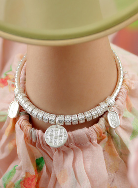 盘缠银手镯999足银轻奢小众