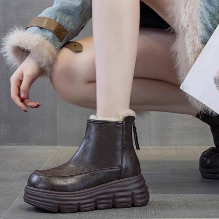 女童爆款复古大棉靴2025冬季款时尚保暖雪地靴加绒加厚厚底马丁靴,淘宝优惠券,粉丝福利购,淘宝优惠卷