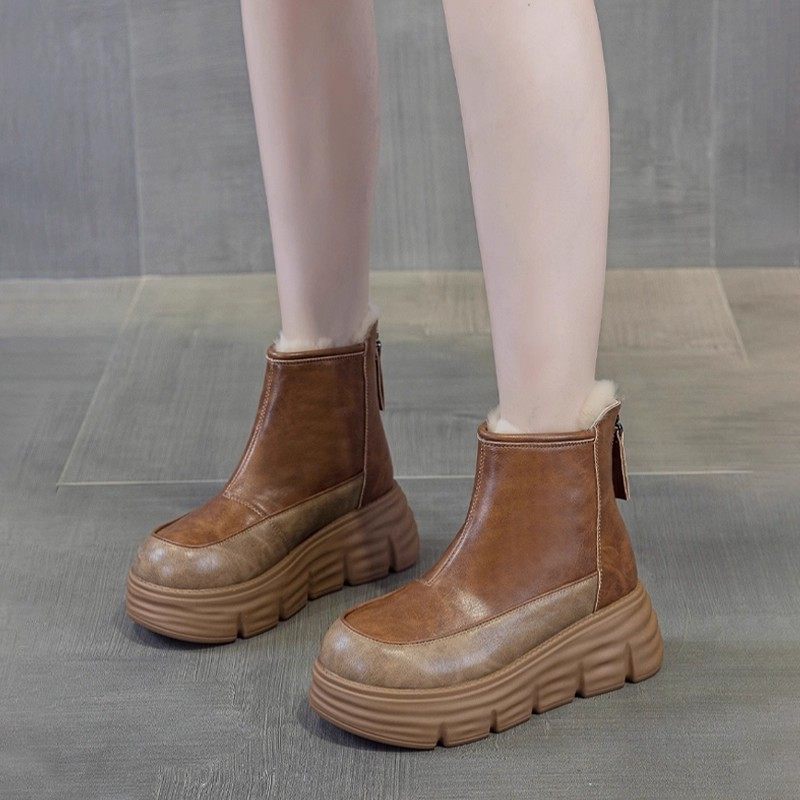 女童爆款复古大棉靴2025冬季款时尚保暖雪地靴加绒加厚厚底马丁靴,淘宝优惠券,粉丝福利购,淘宝优惠卷