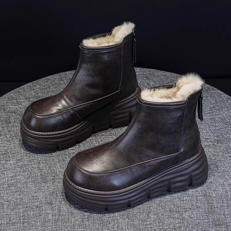 女童爆款复古大棉靴2025冬季款时尚保暖雪地靴加绒加厚厚底马丁靴,淘宝优惠券,粉丝福利购,淘宝优惠卷