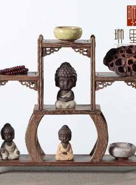 鸡翅木博古架红木木质文玩展示架办公家居工艺摆件黑鸡翅木工艺品