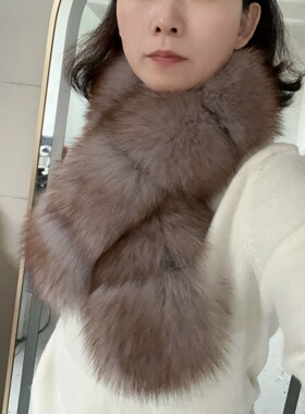 内里獭兔毛里衬狐狸毛皮草围巾