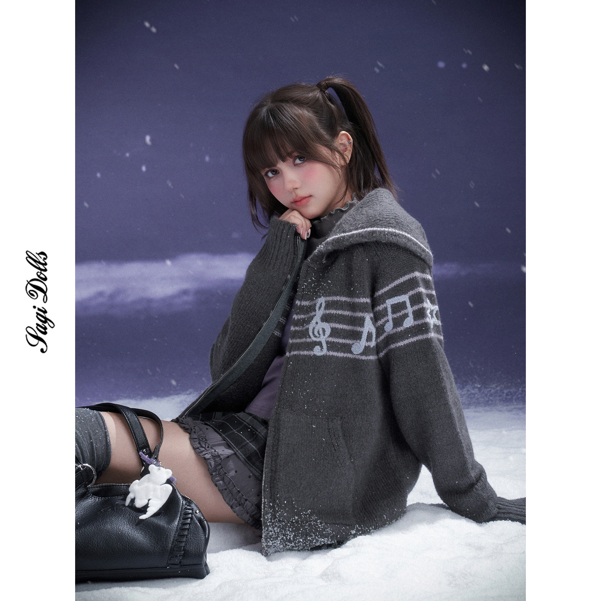 SagiDolls少女斗志 甜酷翻领毛衣女款2025新款外套保暖百搭针织衫,淘宝优惠券,粉丝福利购,淘宝优惠卷