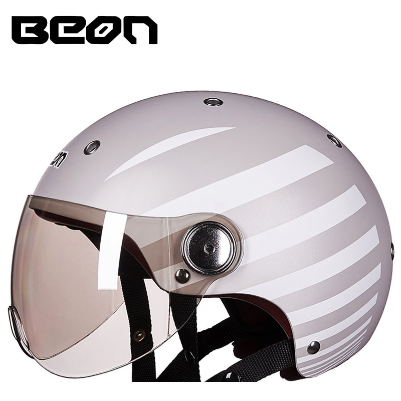 BEON摩托车头盔男女四季半盔覆式电动机车安全帽可爱轻便夏季挡风_虎窝淘