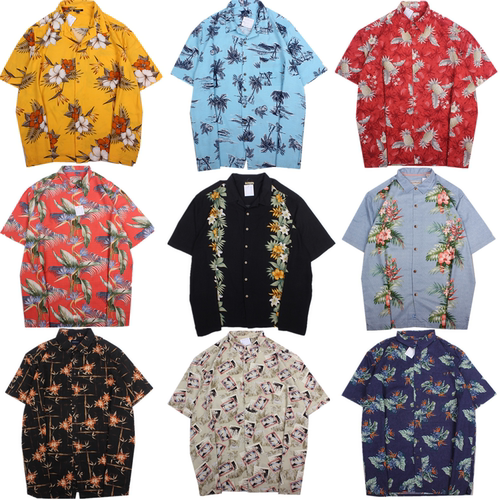 vintage古着美式街头超大宽松夏威夷Hawaii短袖花衬衫男女T39 - 图0