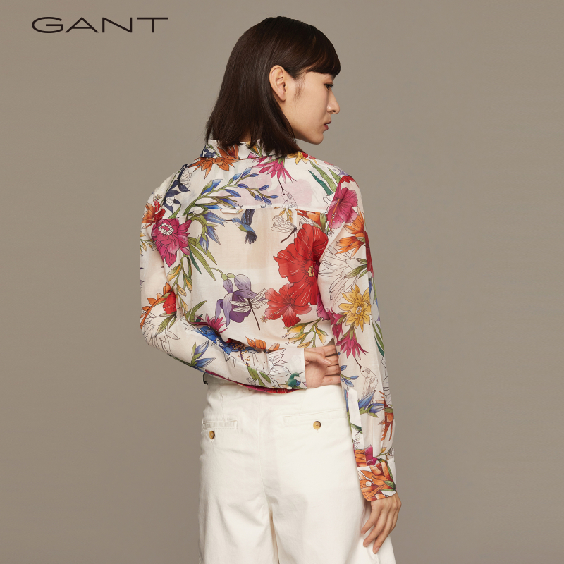 GANT甘特春夏女士气质优雅复古花卉印花丝