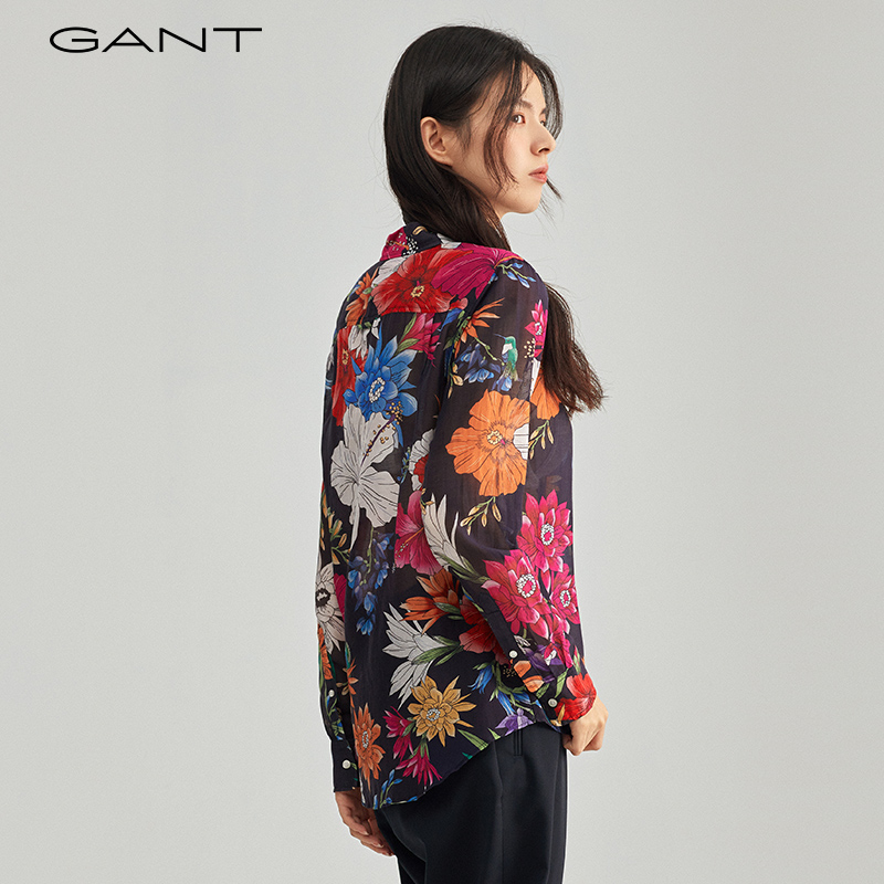 GANT甘特春夏女士气质优雅复古花卉印花丝