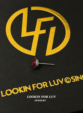 LFL S925纯银复古紫红水晶耳钉美式嘻哈hiphop高级感小众简约耳饰