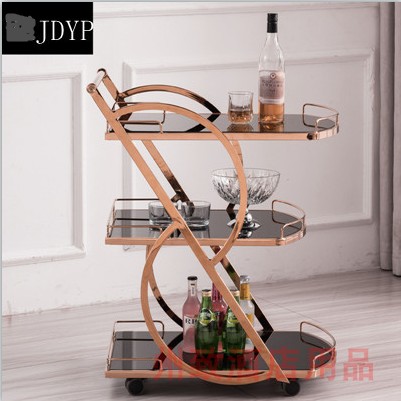 欧式钢木酒水车酒店奢华餐车4s店服务车移动点心茶水车三层蛋糕车,淘宝优惠券,粉丝福利购,淘宝优惠卷