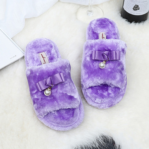 欧美风软底毛毛拖鞋