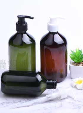 300ml500ml细脖棕色绿色乳液泵瓶28牙沐浴露乳液泵洗发水螺旋泵瓶