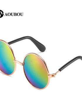 炫彩猫咪狗狗金属圆型墨镜小型宠