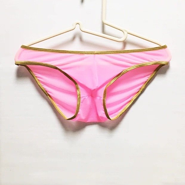 男士性感内裤全透明性感新潮低腰三角裤细网纱轻柔超薄单层金色边,淘宝优惠券,粉丝福利购,淘宝优惠卷