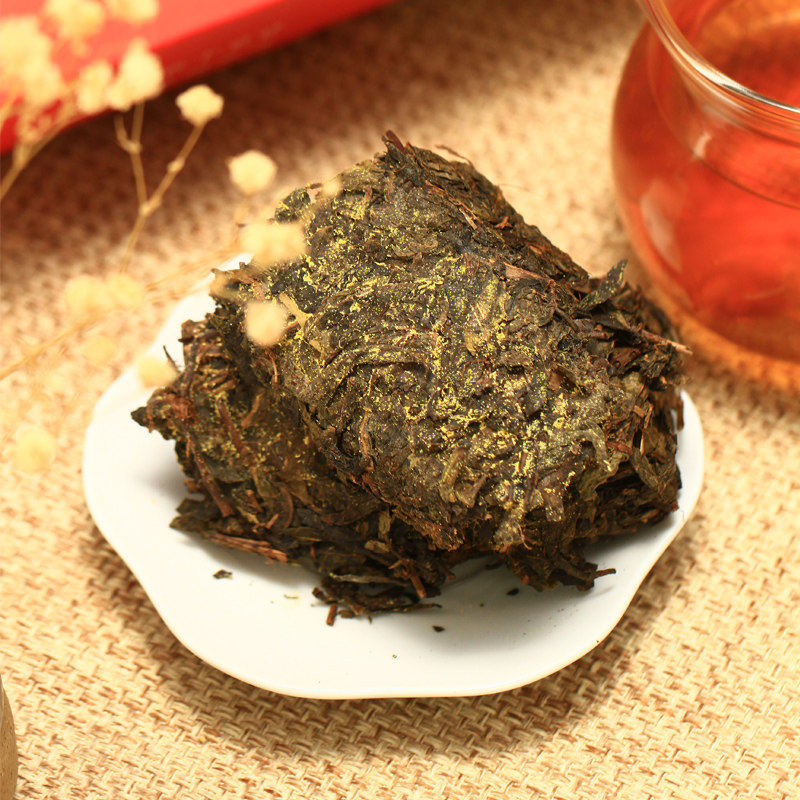 湖南安化正宗茯茶黑茶叶手筑金花茯砖茶特级正品安化黑茶天尖安华_虎窝淘