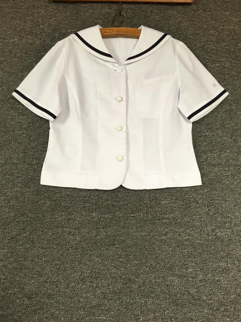 中古JK制服衬衫短袖日制萌妹白色衬衫水手服中间服夏服4-图1