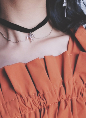 choker少女风天使流苏挂坠锁骨链