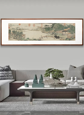 （携琴访友图）上睿客厅沙发背景墙书房挂画装饰画中国风