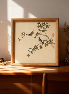 古风实木花鸟摆台装饰画乔迁礼