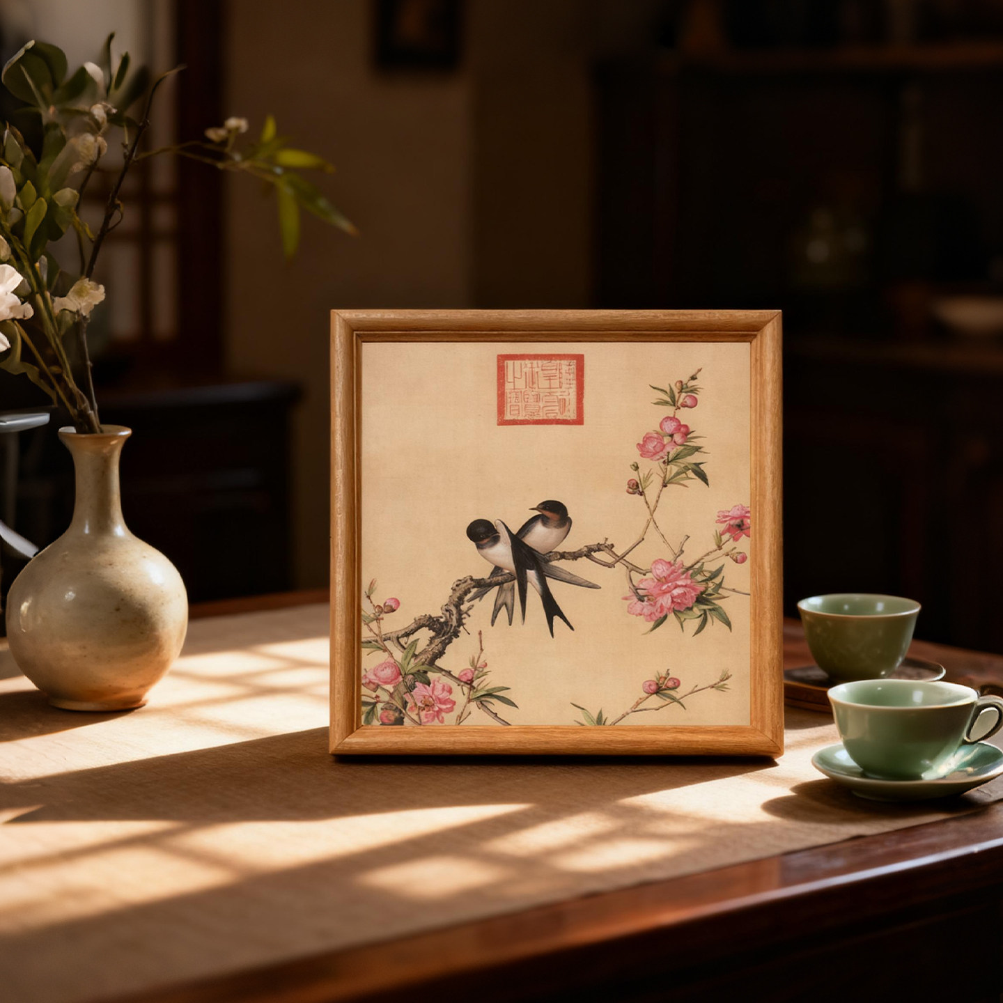 宋代美学办公桌床头柜摆件新中式装饰画挂画走廊过道壁画,淘宝优惠券,粉丝福利购,淘宝优惠卷