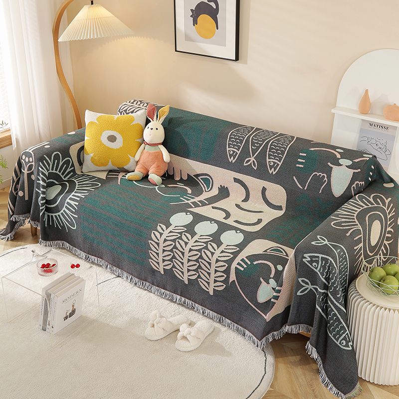 针织万能北欧ins风盖布全盖沙发巾 怡沁园沙发套